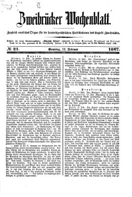 Zweibrücker Wochenblatt Sonntag 17. Februar 1867