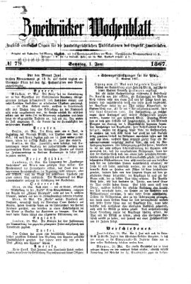 Zweibrücker Wochenblatt Samstag 1. Juni 1867
