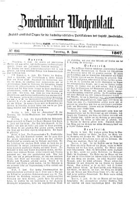Zweibrücker Wochenblatt Sonntag 9. Juni 1867