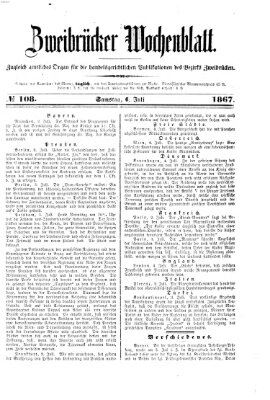 Zweibrücker Wochenblatt Samstag 6. Juli 1867