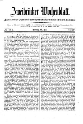 Zweibrücker Wochenblatt Freitag 12. Juli 1867
