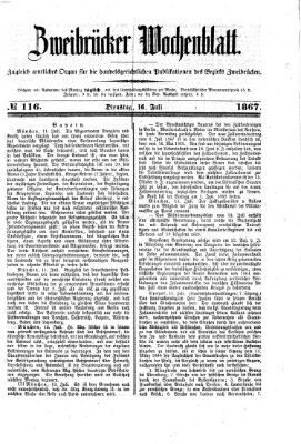 Zweibrücker Wochenblatt Dienstag 16. Juli 1867