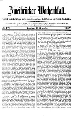 Zweibrücker Wochenblatt Samstag 21. September 1867
