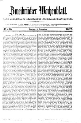 Zweibrücker Wochenblatt Freitag 8. November 1867