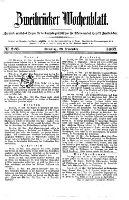 Zweibrücker Wochenblatt Samstag 23. November 1867