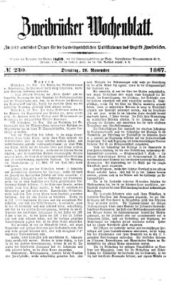 Zweibrücker Wochenblatt Dienstag 26. November 1867