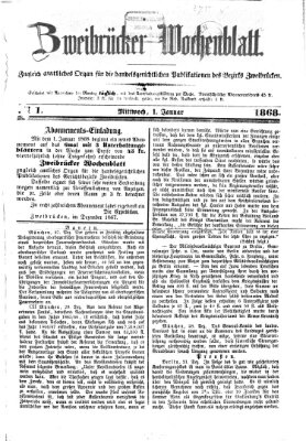 Zweibrücker Wochenblatt Mittwoch 1. Januar 1868