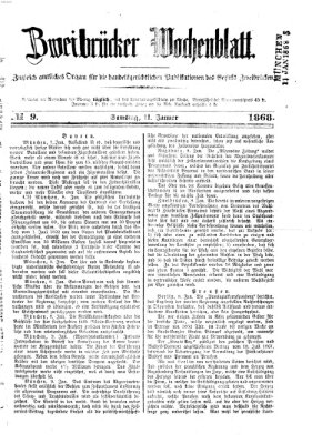 Zweibrücker Wochenblatt Samstag 11. Januar 1868
