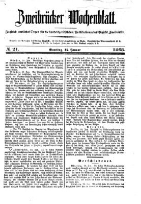 Zweibrücker Wochenblatt Samstag 25. Januar 1868