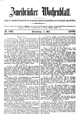 Zweibrücker Wochenblatt Donnerstag 7. Mai 1868