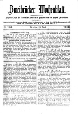 Zweibrücker Wochenblatt Samstag 20. Juni 1868