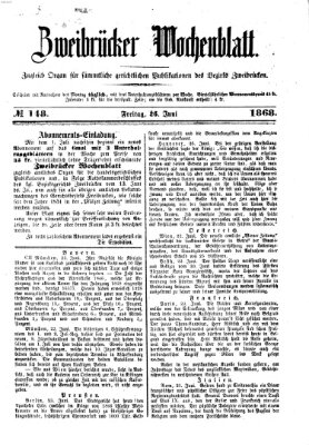 Zweibrücker Wochenblatt Freitag 26. Juni 1868
