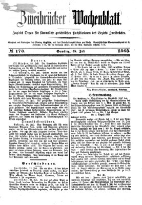 Zweibrücker Wochenblatt Samstag 25. Juli 1868
