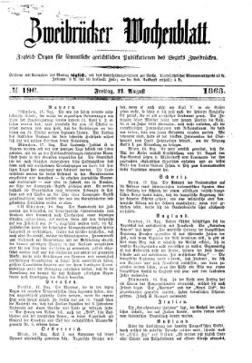 Zweibrücker Wochenblatt Freitag 21. August 1868