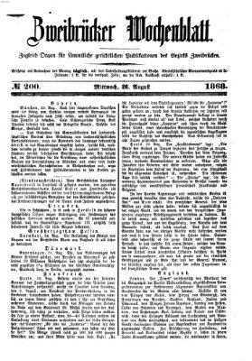 Zweibrücker Wochenblatt Mittwoch 26. August 1868