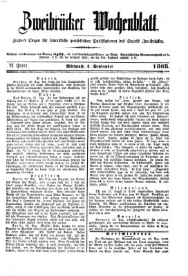 Zweibrücker Wochenblatt Mittwoch 2. September 1868