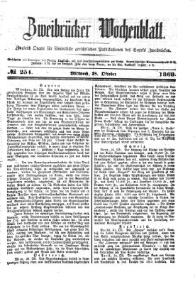 Zweibrücker Wochenblatt Mittwoch 28. Oktober 1868