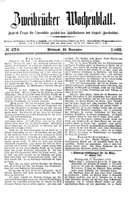 Zweibrücker Wochenblatt Mittwoch 25. November 1868