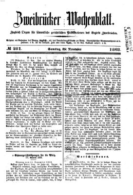 Zweibrücker Wochenblatt Samstag 28. November 1868