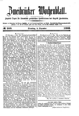 Zweibrücker Wochenblatt Dienstag 8. Dezember 1868