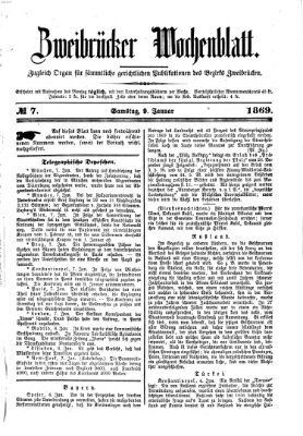 Zweibrücker Wochenblatt Samstag 9. Januar 1869