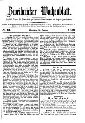 Zweibrücker Wochenblatt Samstag 16. Januar 1869