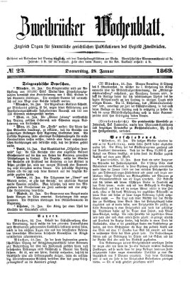 Zweibrücker Wochenblatt Donnerstag 28. Januar 1869