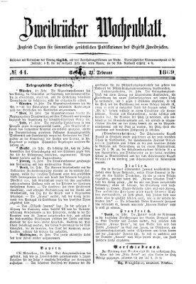 Zweibrücker Wochenblatt Sonntag 21. Februar 1869