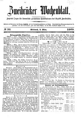 Zweibrücker Wochenblatt Mittwoch 3. März 1869