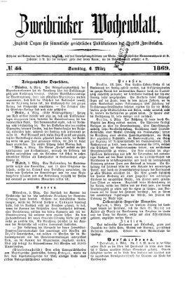 Zweibrücker Wochenblatt Samstag 6. März 1869