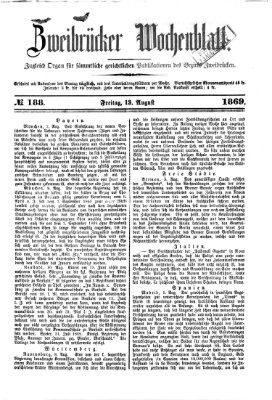 Zweibrücker Wochenblatt Freitag 13. August 1869