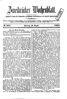Zweibrücker Wochenblatt Sonntag 29. August 1869