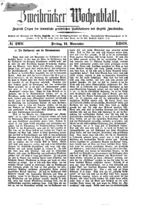 Zweibrücker Wochenblatt Freitag 12. November 1869