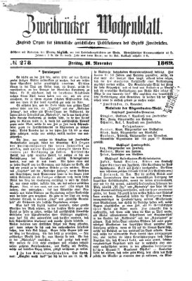 Zweibrücker Wochenblatt Freitag 26. November 1869