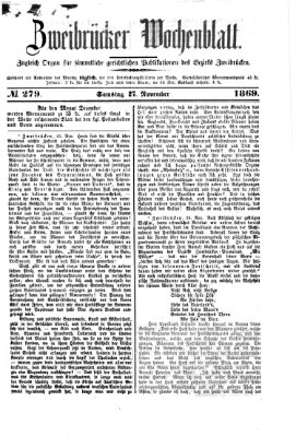 Zweibrücker Wochenblatt Samstag 27. November 1869