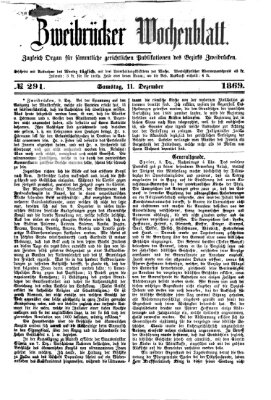 Zweibrücker Wochenblatt Samstag 11. Dezember 1869