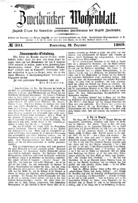 Zweibrücker Wochenblatt Donnerstag 23. Dezember 1869