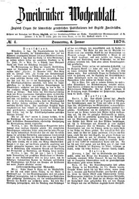 Zweibrücker Wochenblatt Donnerstag 6. Januar 1870