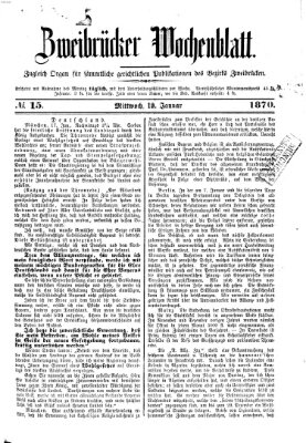Zweibrücker Wochenblatt Mittwoch 19. Januar 1870