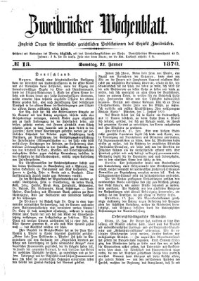Zweibrücker Wochenblatt Samstag 22. Januar 1870