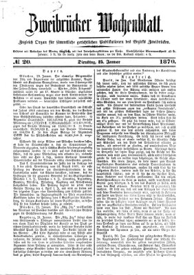 Zweibrücker Wochenblatt Dienstag 25. Januar 1870