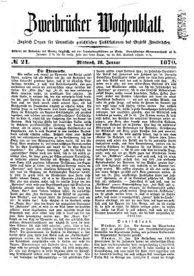 Zweibrücker Wochenblatt Mittwoch 26. Januar 1870