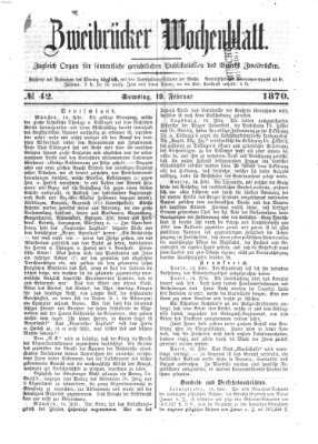 Zweibrücker Wochenblatt Samstag 19. Februar 1870