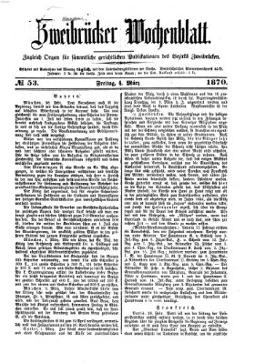 Zweibrücker Wochenblatt Freitag 4. März 1870