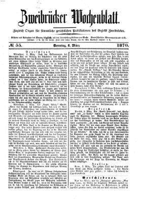 Zweibrücker Wochenblatt Sonntag 6. März 1870