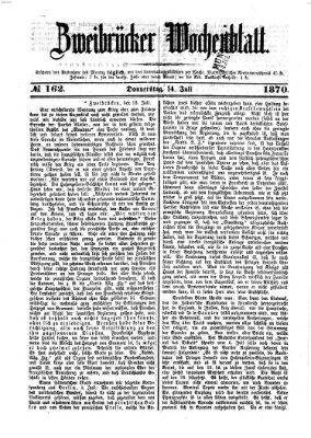 Zweibrücker Wochenblatt Donnerstag 14. Juli 1870