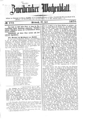 Zweibrücker Wochenblatt Mittwoch 27. Juli 1870