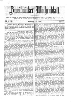 Zweibrücker Wochenblatt Sonntag 31. Juli 1870