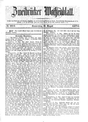 Zweibrücker Wochenblatt Donnerstag 25. August 1870