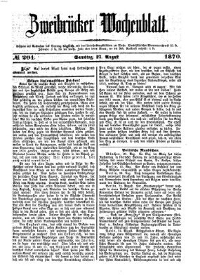 Zweibrücker Wochenblatt Samstag 27. August 1870